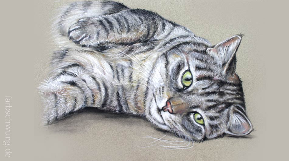 DIN A4 Pastellportrait Katzenzeichnung